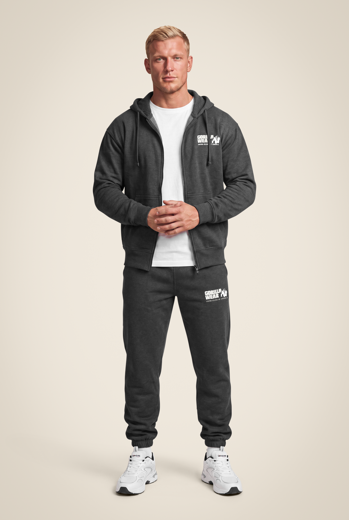 Gorilla Wear Classic Oversized Zipped Hoodie Hoodie & Sweatshirt Dark Gray Melange