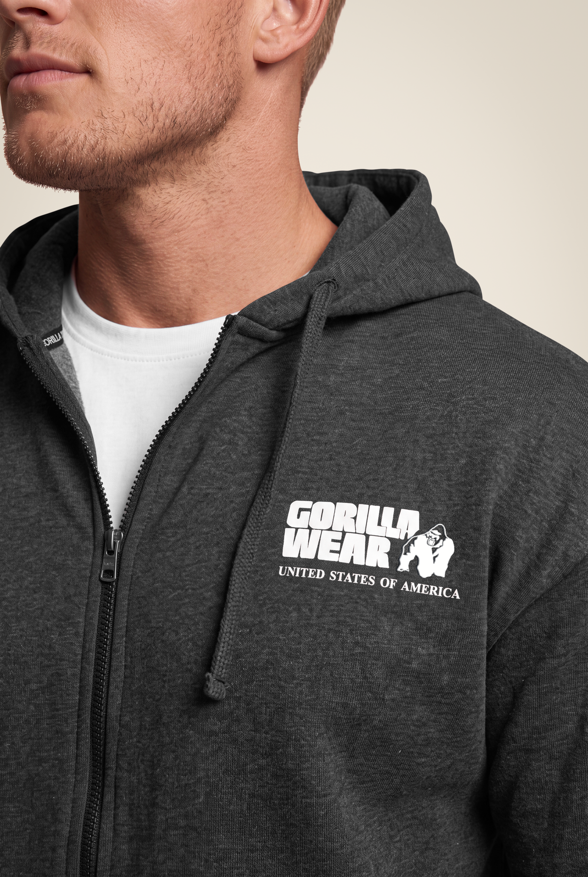 Gorilla Wear Classic Oversized Zipped Hoodie Hoodie & Sweatshirt Dark Gray Melange