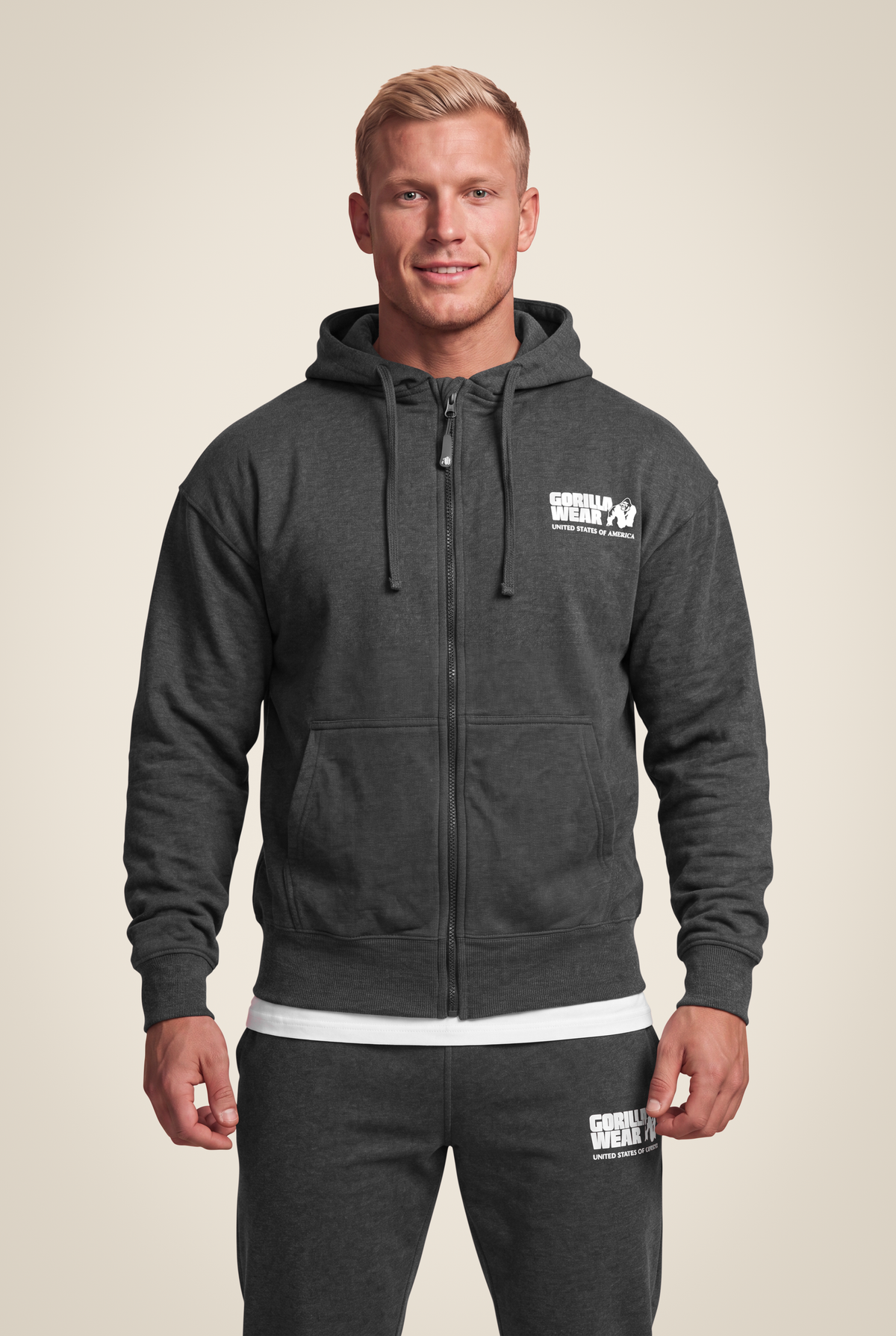 Gorilla Wear Classic Oversized Zipped Hoodie Hoodie & Sweatshirt Dark Gray Melange