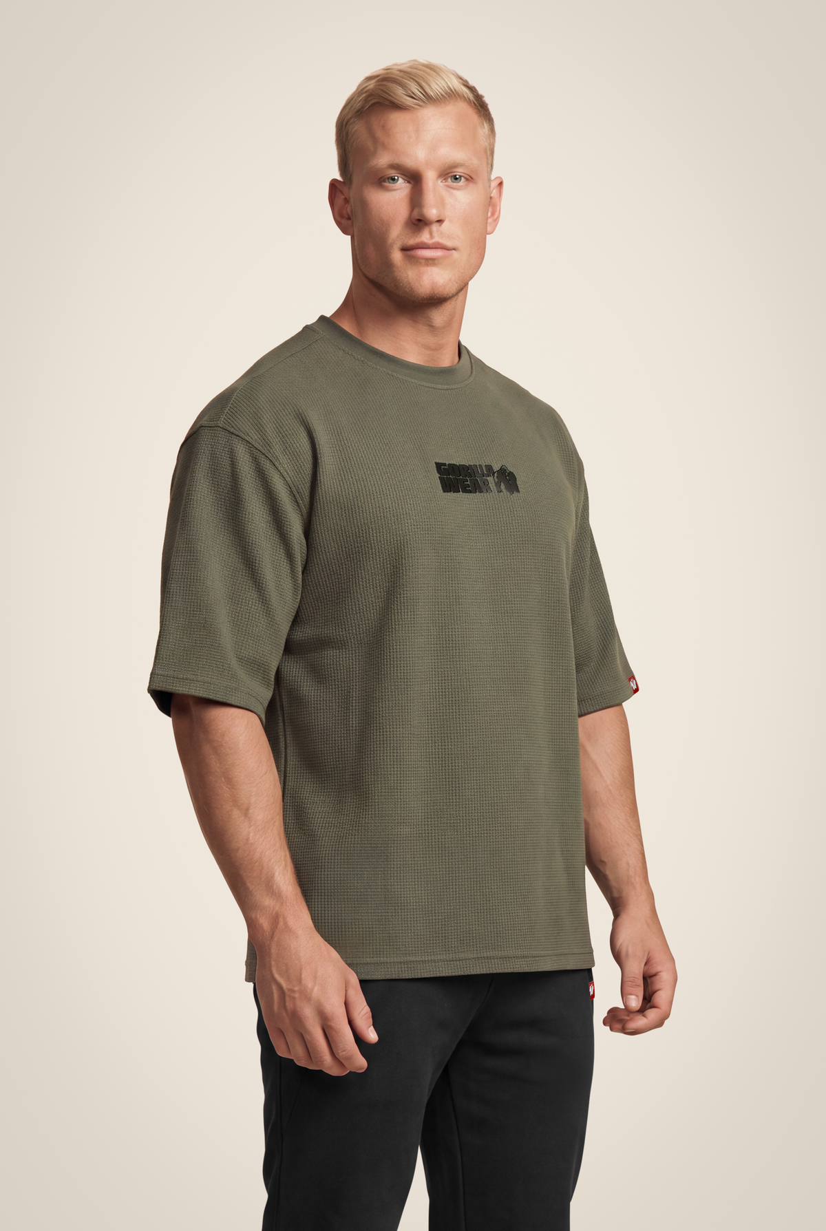Gorilla Wear Idaho Oversized Waffle T-Shirt T-Shirt & Tops Army Green
