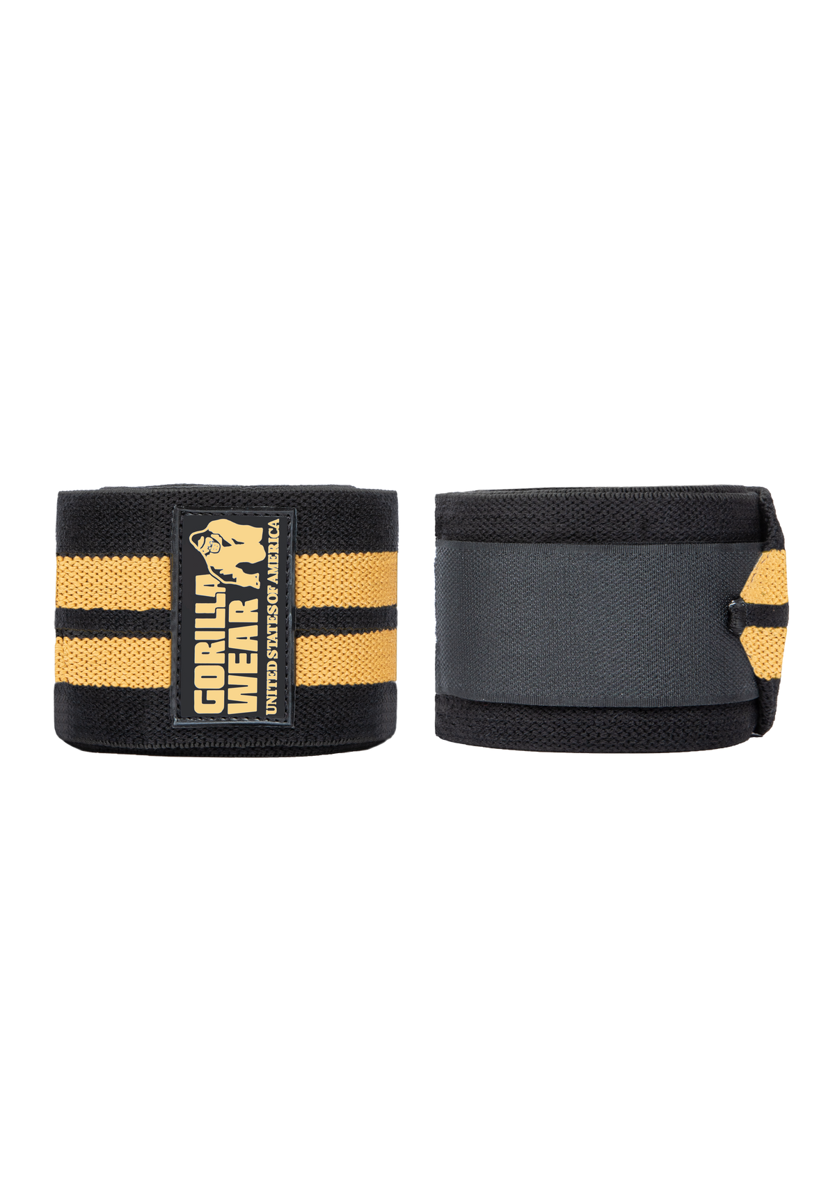 Gorilla Wear Knee Wraps 250CM Lifting Straps & Wraps Black/Gold