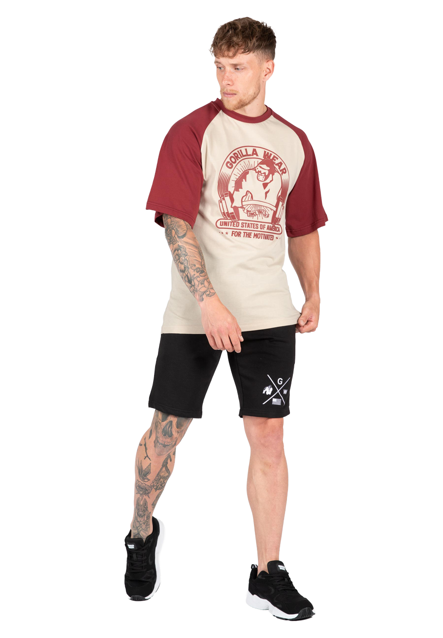 Gorilla Wear Logan Oversized T-Shirt T-Shirt & Tops Beige/Red