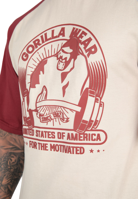 Gorilla Wear Logan Oversized T-Shirt T-Shirt & Tops Beige/Red