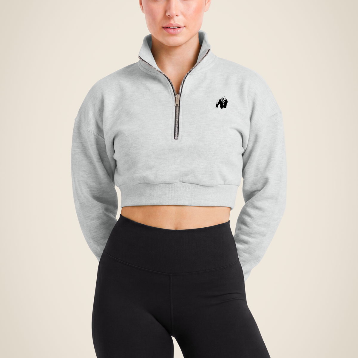 Ocala Cropped Half-Zip Sweatshirt - Gray – Gorilla Wear
