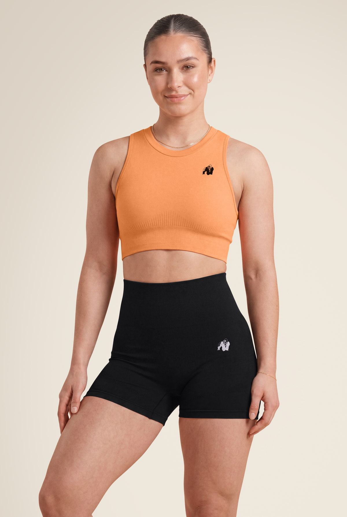Gorilla Wear Olivia Seamless Crop Top T-Shirt & Tops Peach