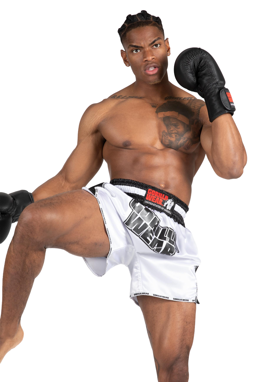 Gorilla Wear Piru Muay Thai Shorts Fight Gear White/Black