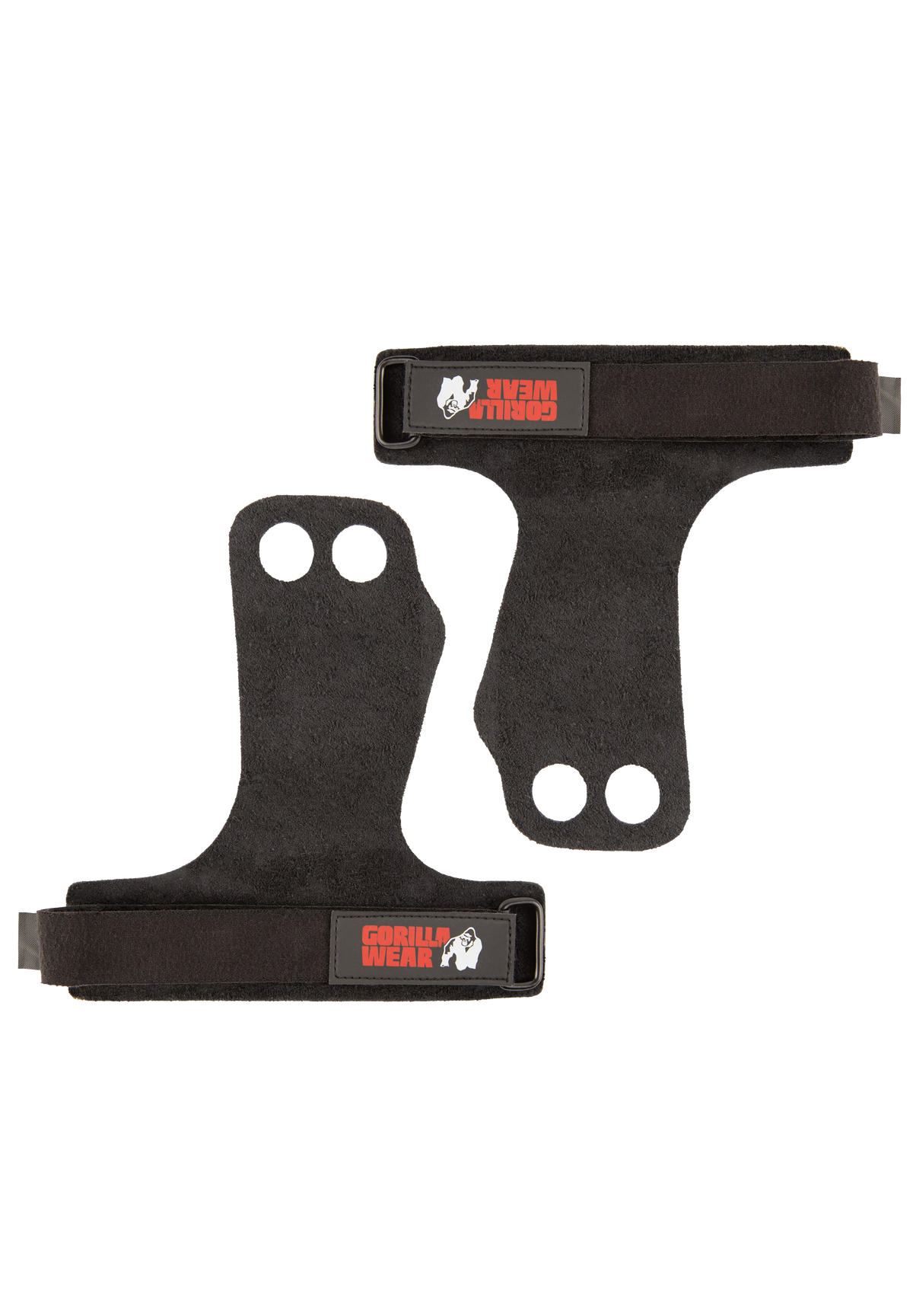 Gorilla Wear 2-Hole Leather Lifting Grips Workout Gloves & Grips Black