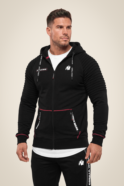Georgia Zipped Hoodie - Black – Gorilla Wear