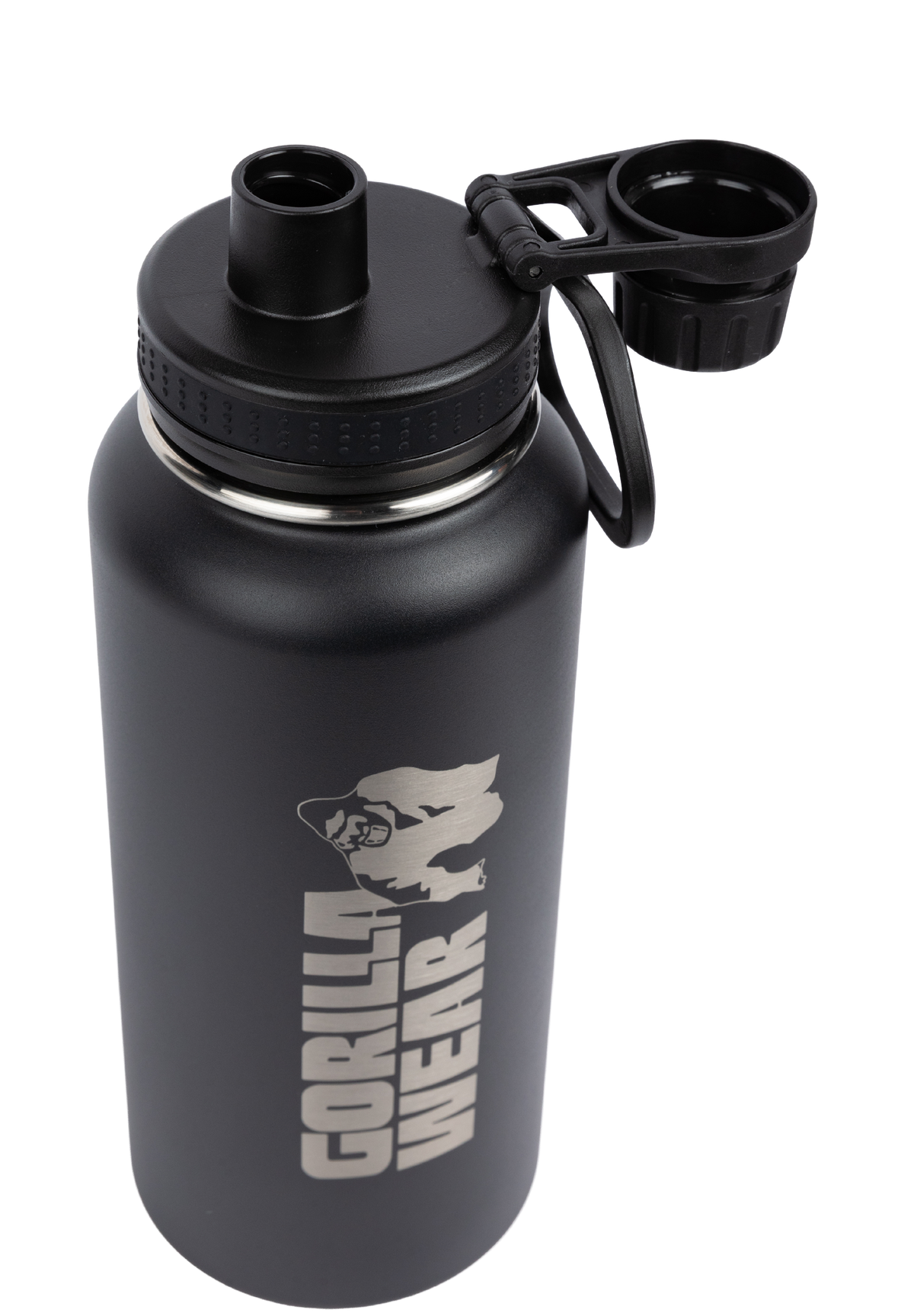 Isolierte Edelstahl-Trinkflasche 1000ML – Schwarz – Gorilla Wear