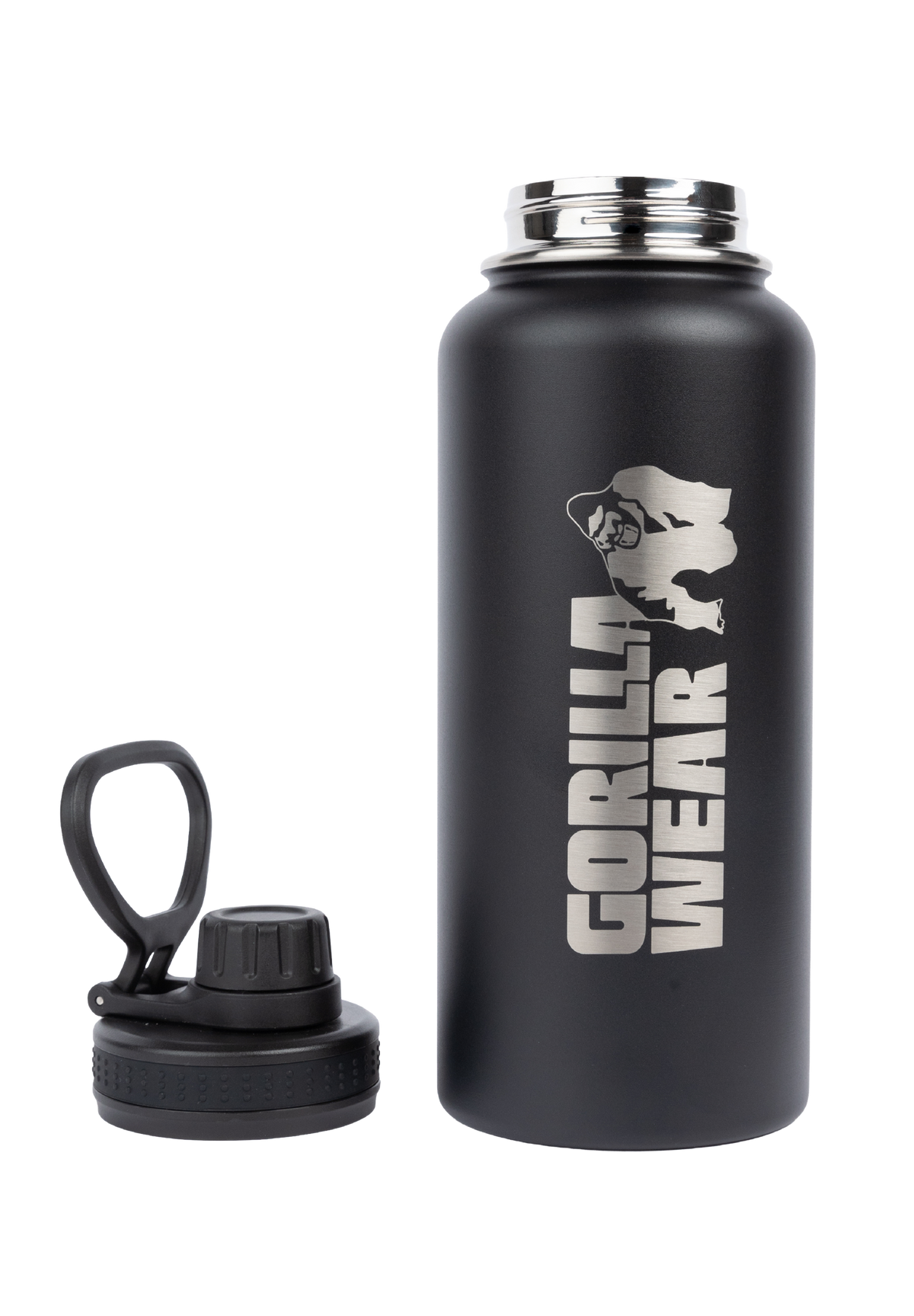 Gorilla Wear Insulated Stainless Steel Water Bottle 1000ML Shakers & Bottles Black