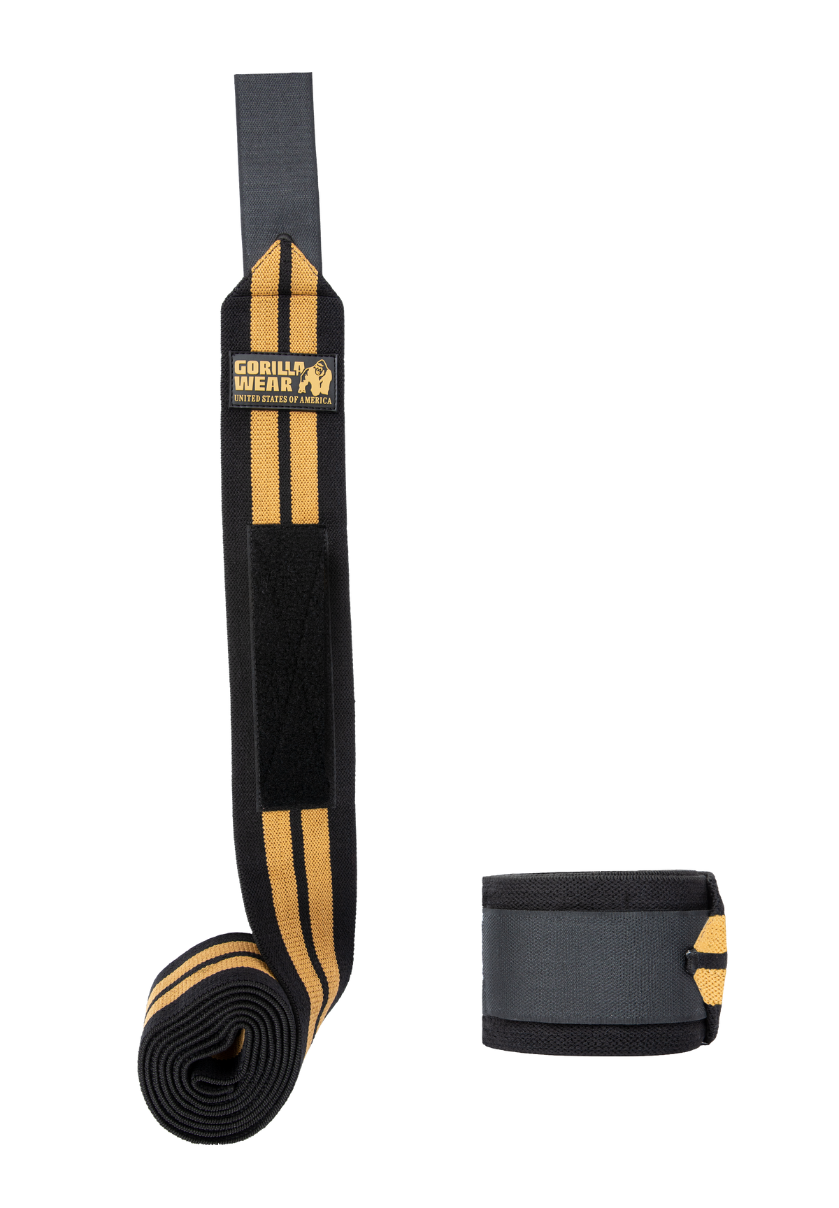 Gorilla Wear Knee Wraps 200CM Lifting Straps & Wraps Black/Gold