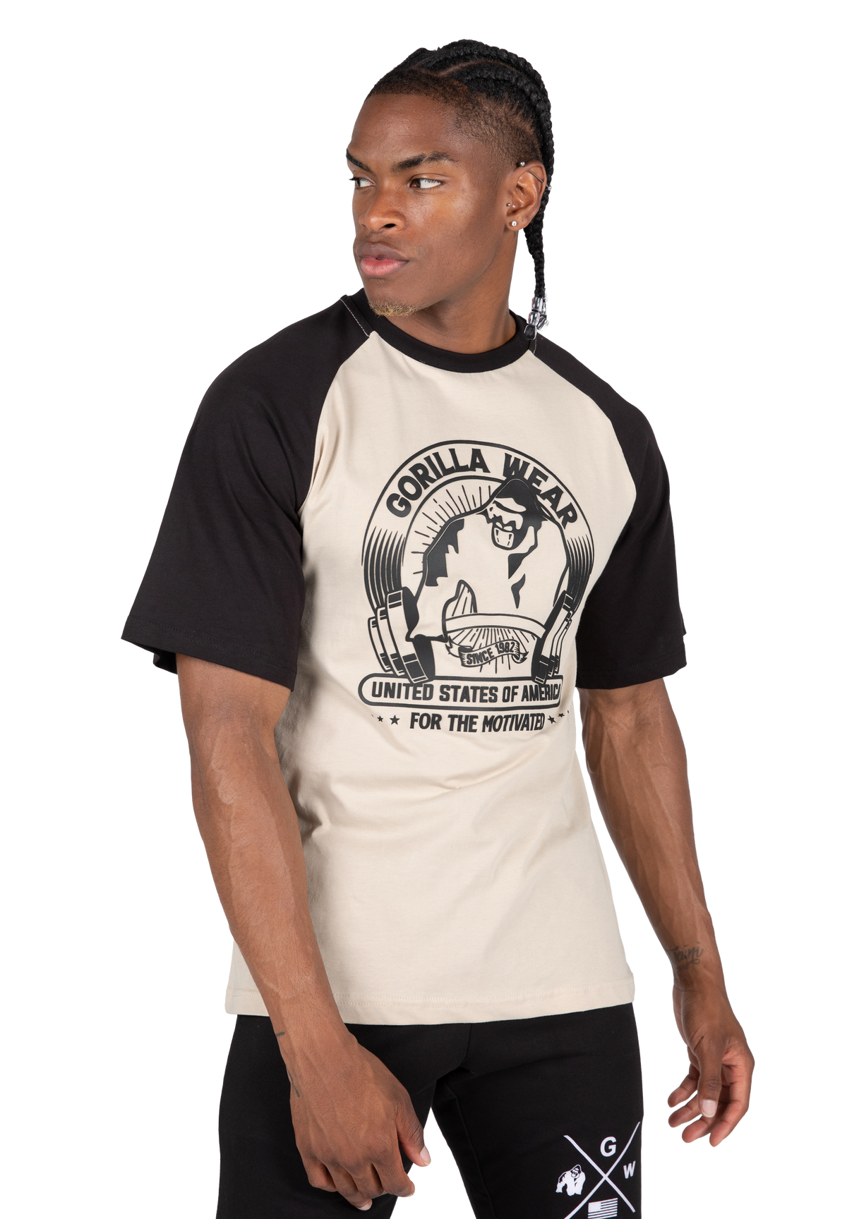Logan Oversized T-Shirt - Beige/Black – Gorilla Wear
