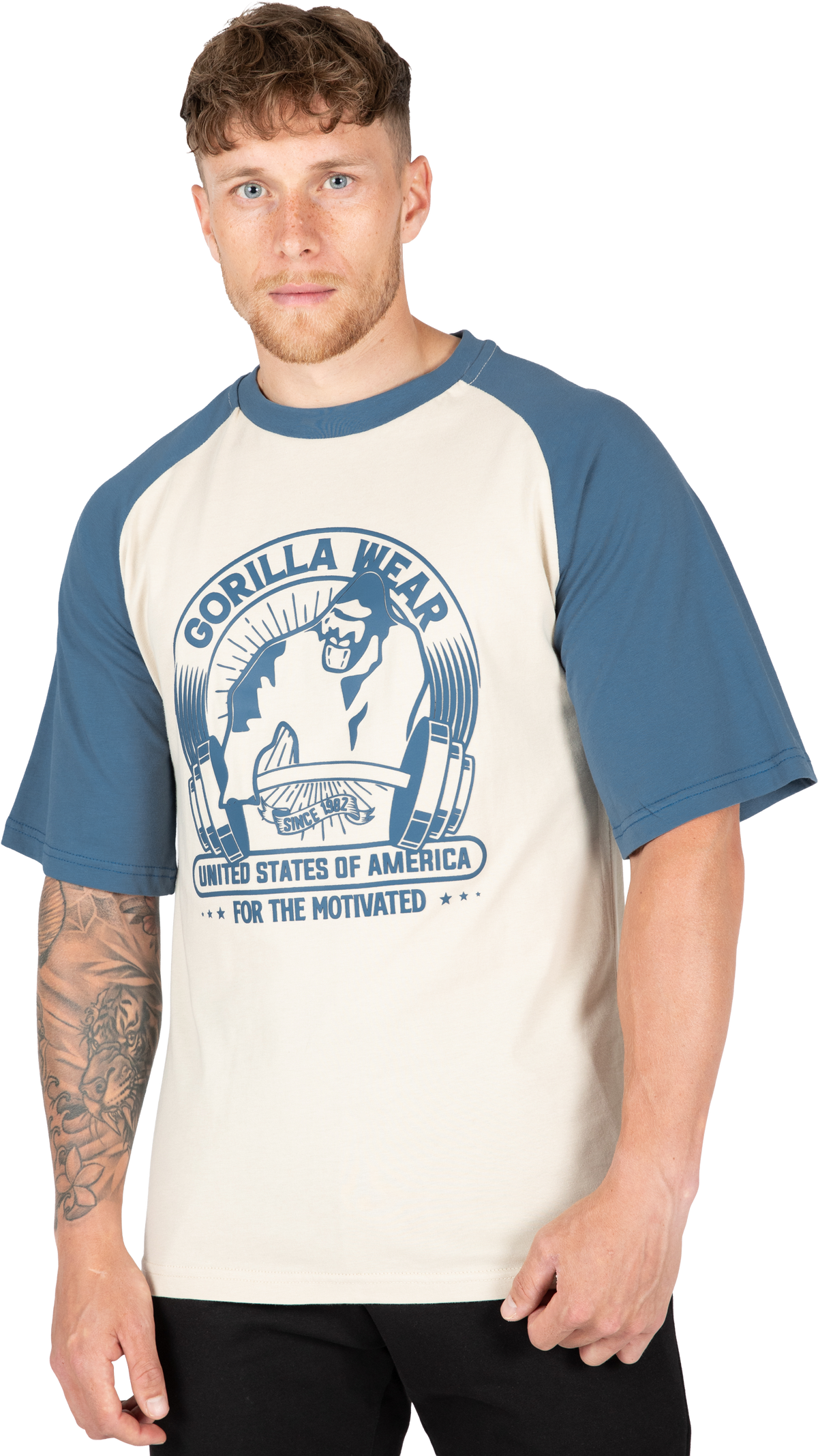 Gorilla Wear Logan Oversized T-Shirt T-Shirt & Tops Beige/Blue
