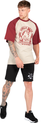 Gorilla Wear Logan Oversized T-Shirt T-Shirt & Tops Beige/Red