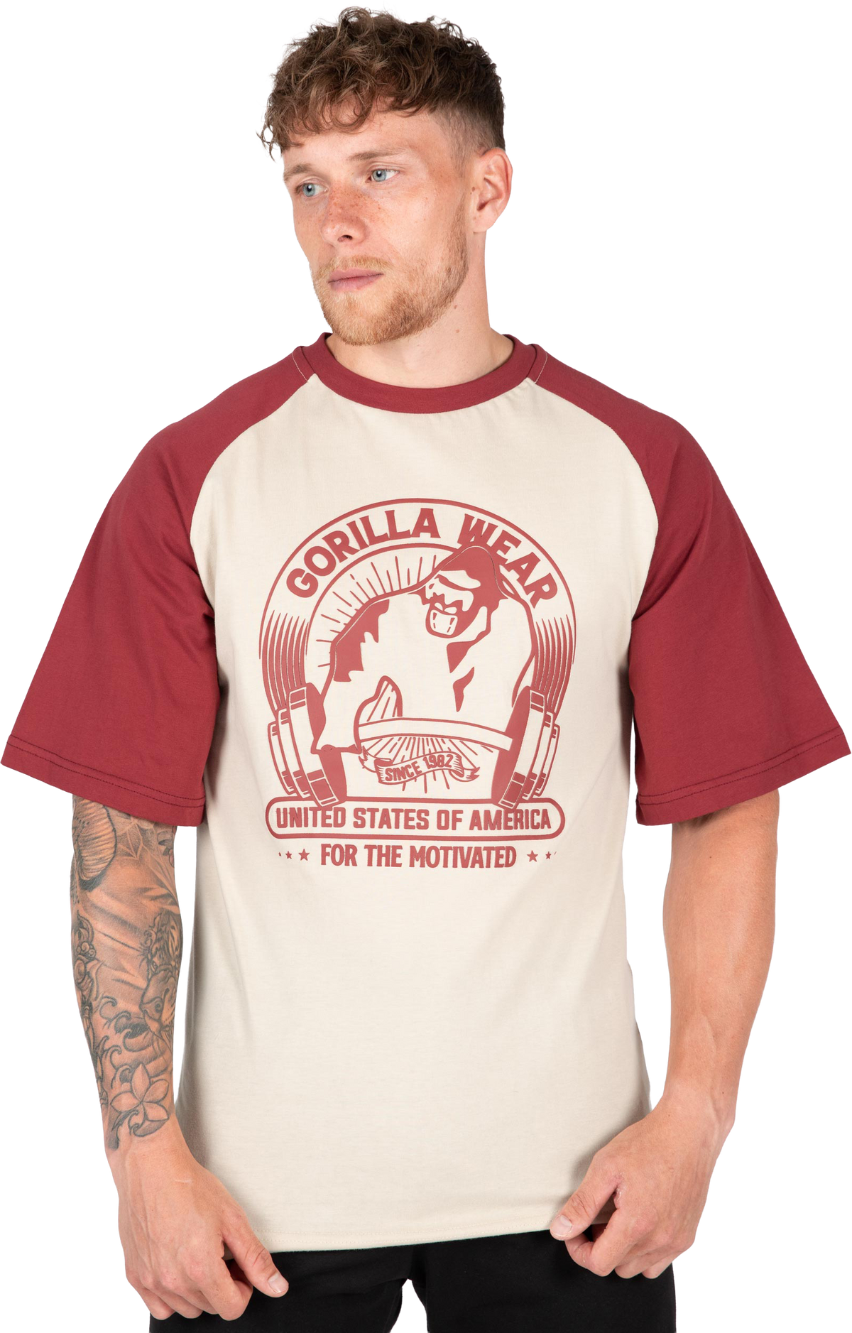Gorilla Wear Logan Oversized T-Shirt T-Shirt & Tops Beige/Red