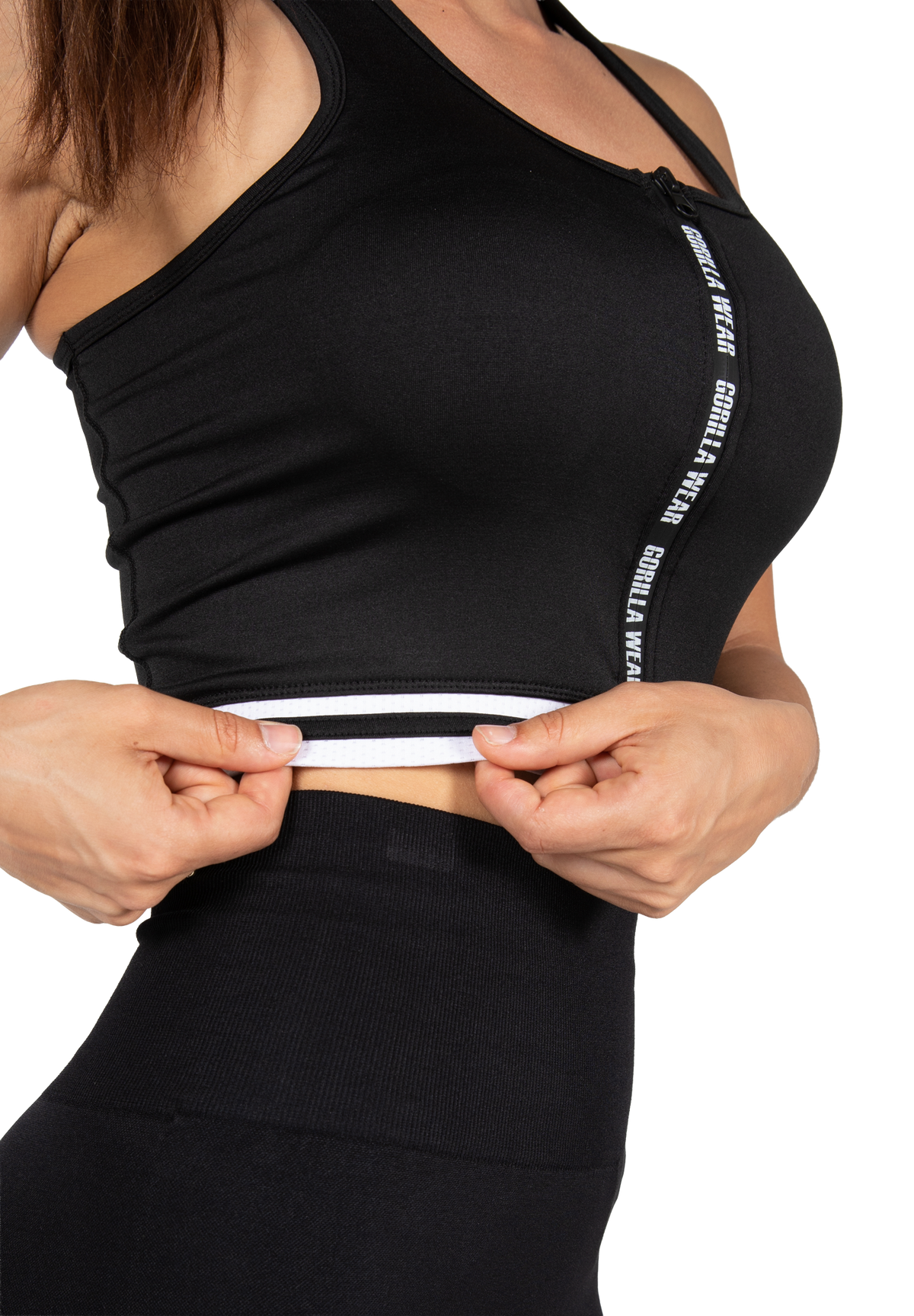 Gorilla Wear Mesa Zip Front Crop Top T-Shirt & Tops Black