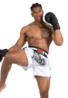 Gorilla Wear Piru Muay Thai Shorts Fight Gear White/Black