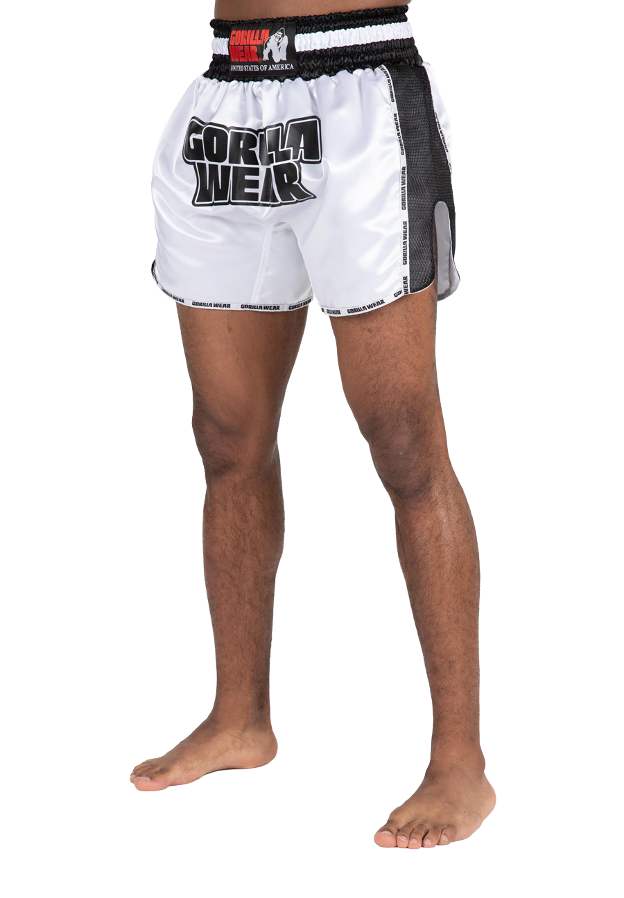 Gorilla Wear Piru Muay Thai Shorts Fight Gear White/Black