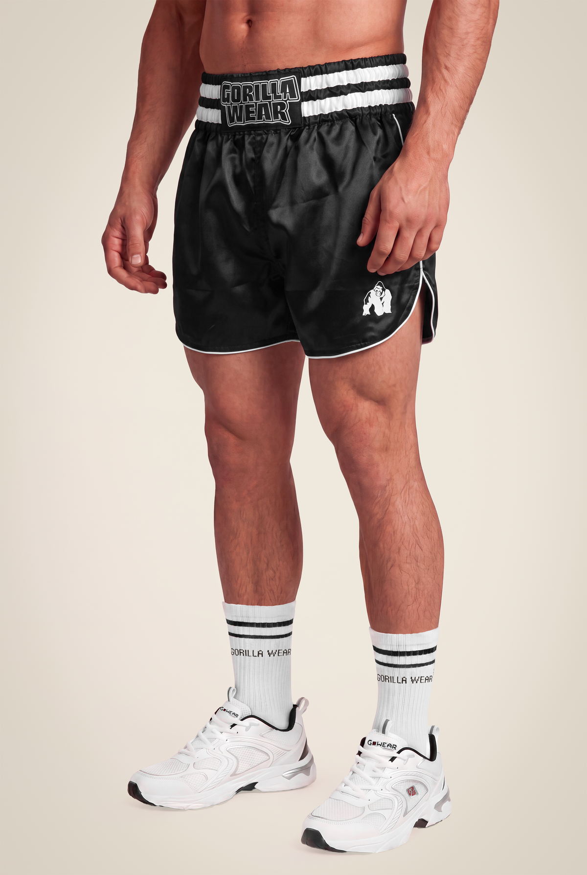 Gorilla Wear Tacoma Fighting Shorts Fight Gear Black/White