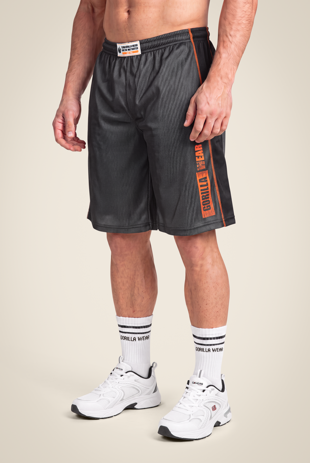 Wallace Mesh Shorts - Gray/Orange – Gorilla Wear