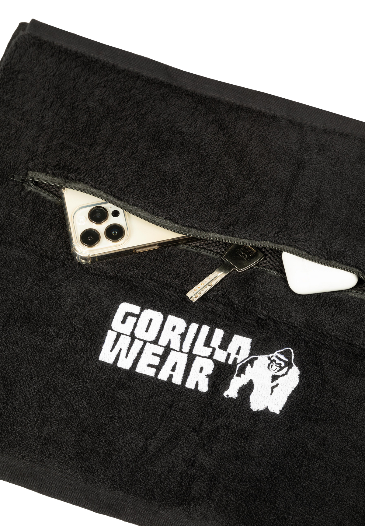 Gorilla Wear Zip Pocket Gym Towel Towels Black