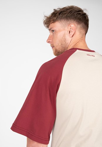 Logan Oversized T-Shirt Beige/Red