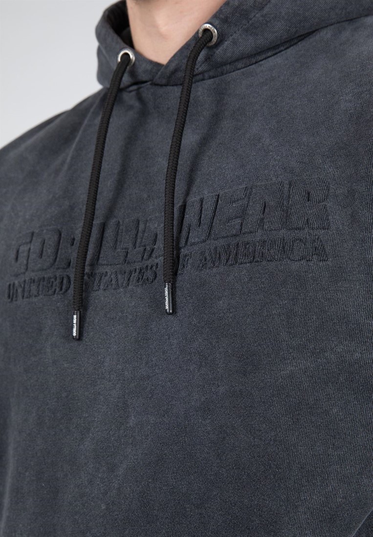Gray Embossed Logo Hoodie - Sweatshirts for Men