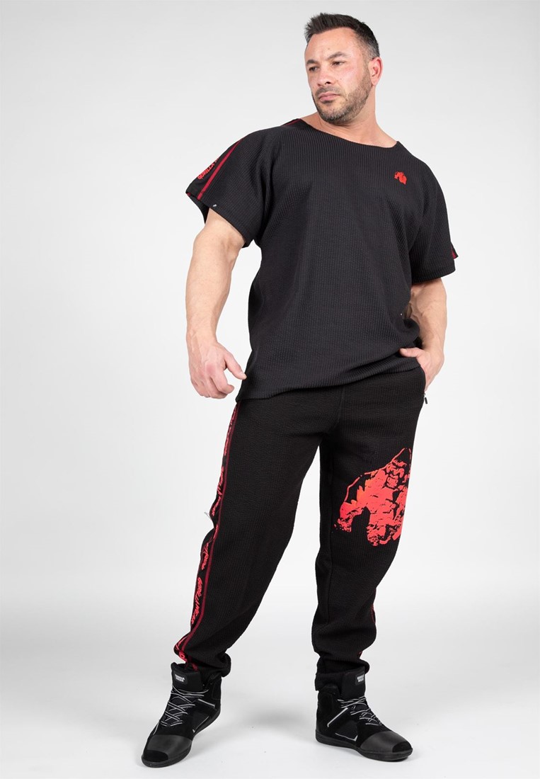 Buffalo Old School Workout Pants - Black/Red - 2XL/3XL Gorilla Wear