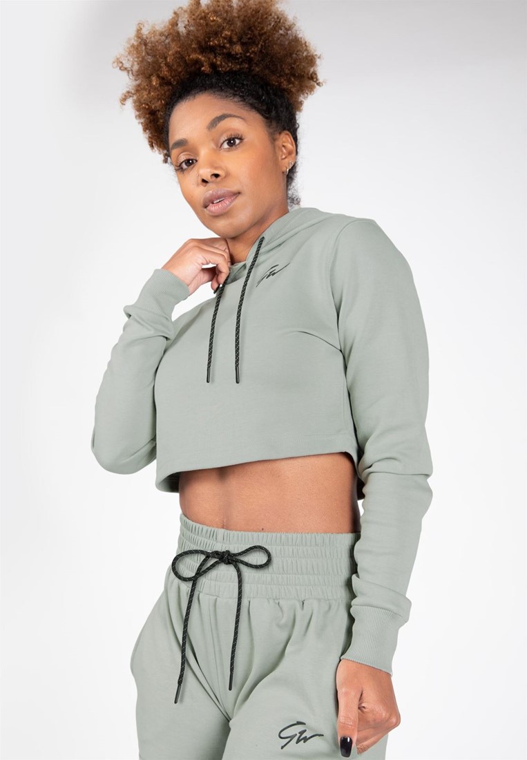 Milumia Women Long Sleeve Hoodie Crop Top Joggers Solid Drawstring Hooded  Sweatshirt Y Grey Small at  Women's Clothing store